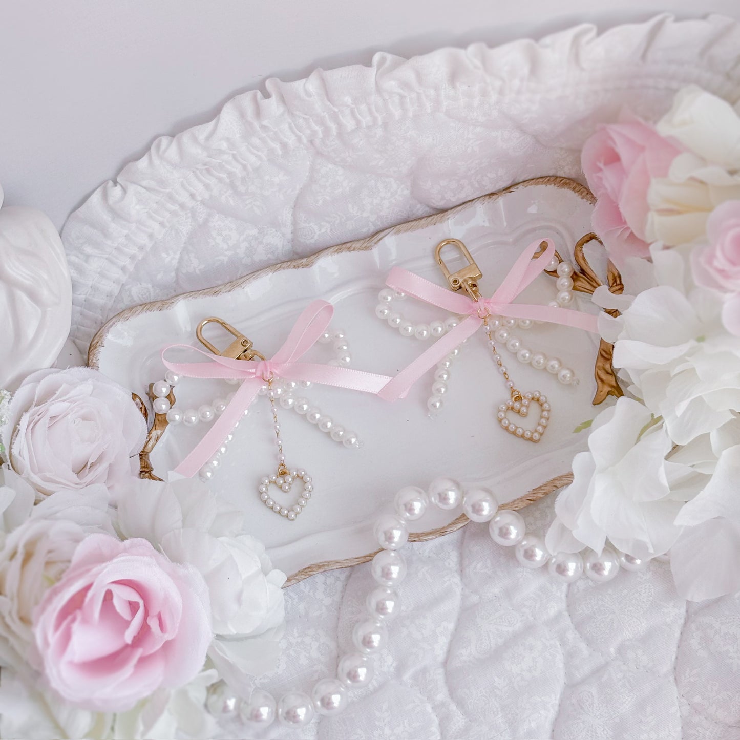 Pearly Heart Purse Charms
