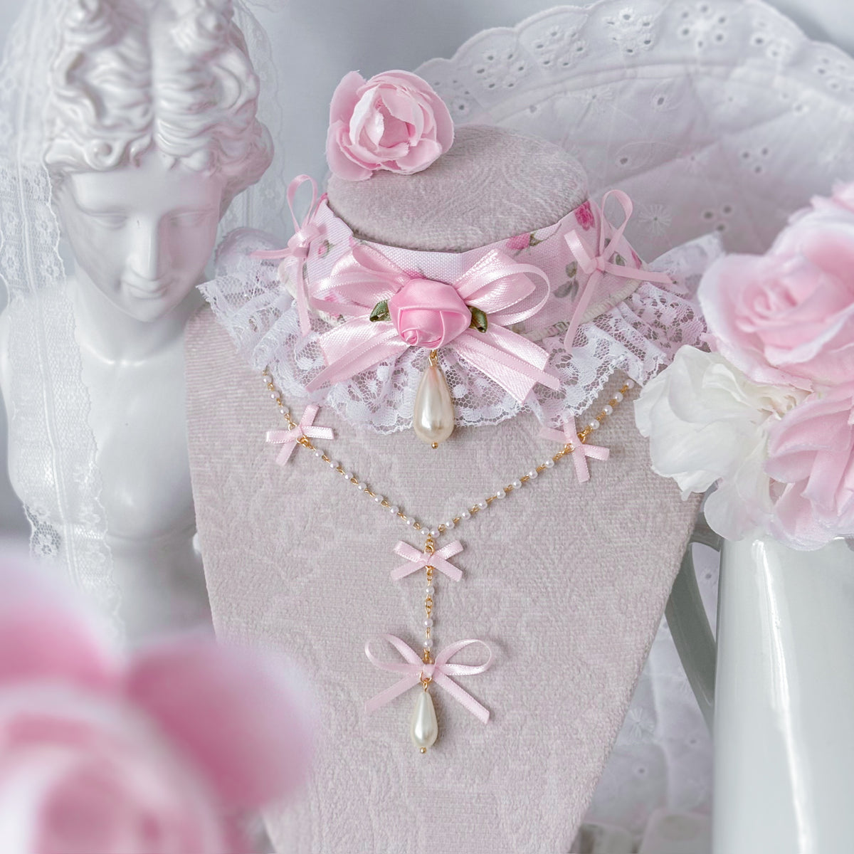 Pink Petal Necklace set