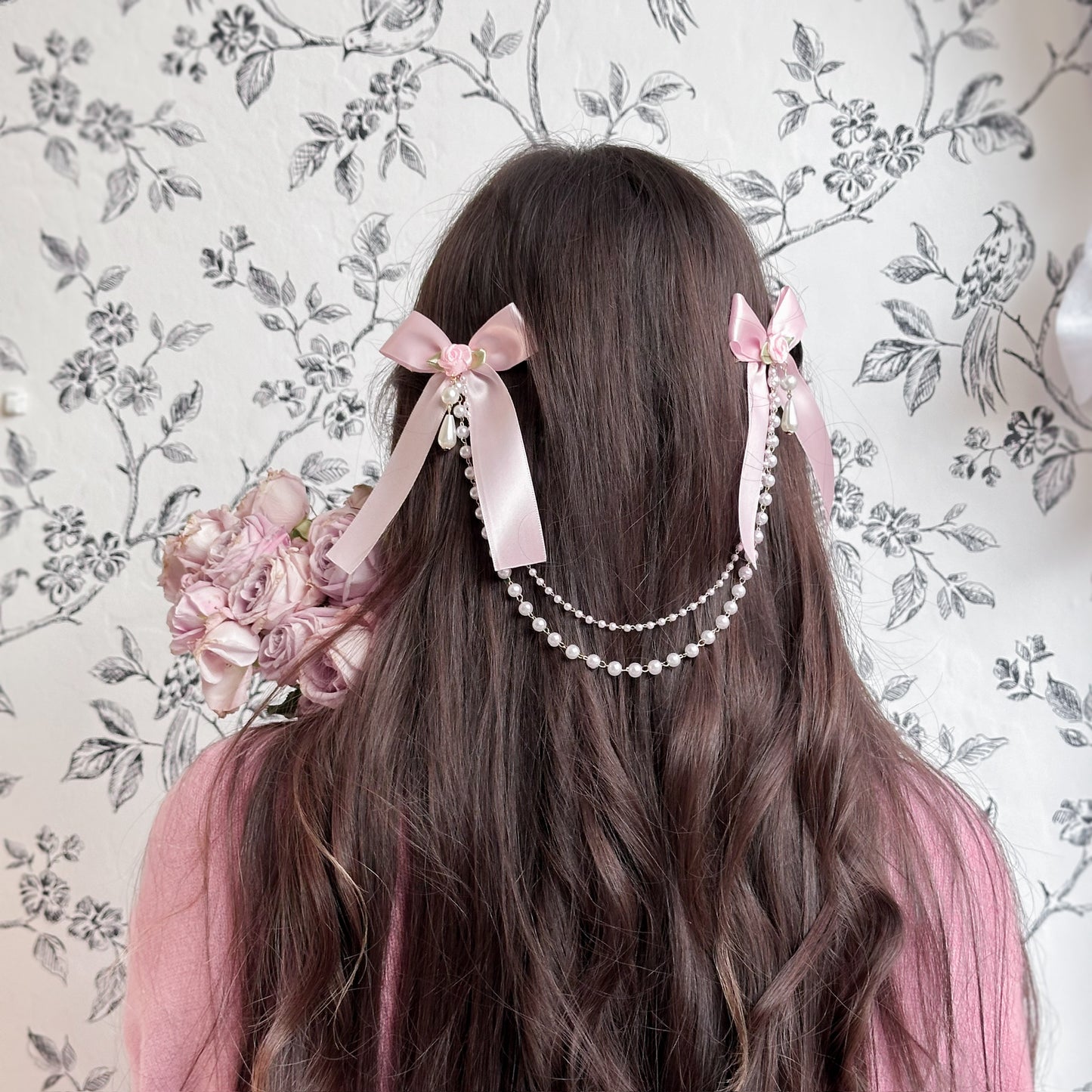 Pink Roselia bow set