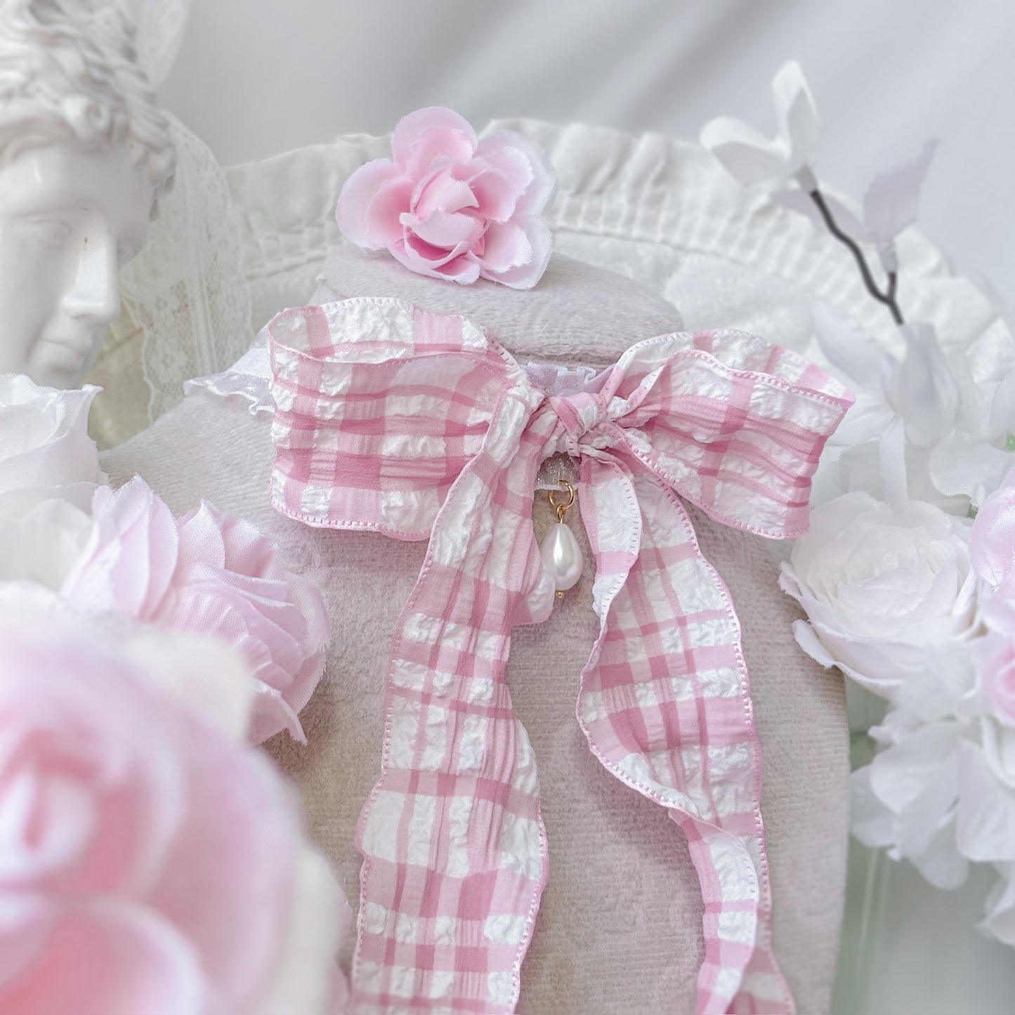 Blush Gingham choker