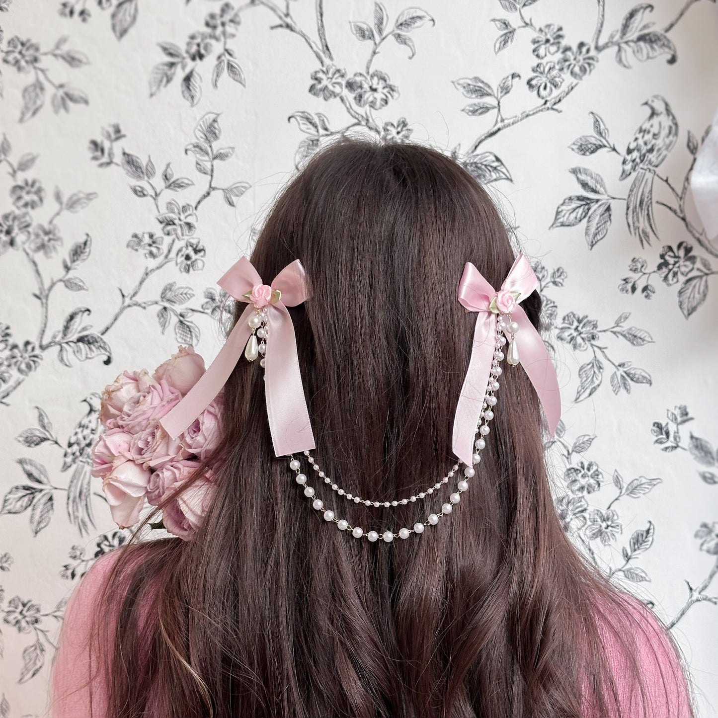 Pink Roselia bow set