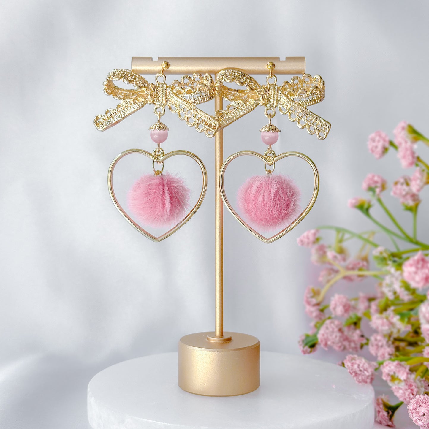 Peach Puff earrings