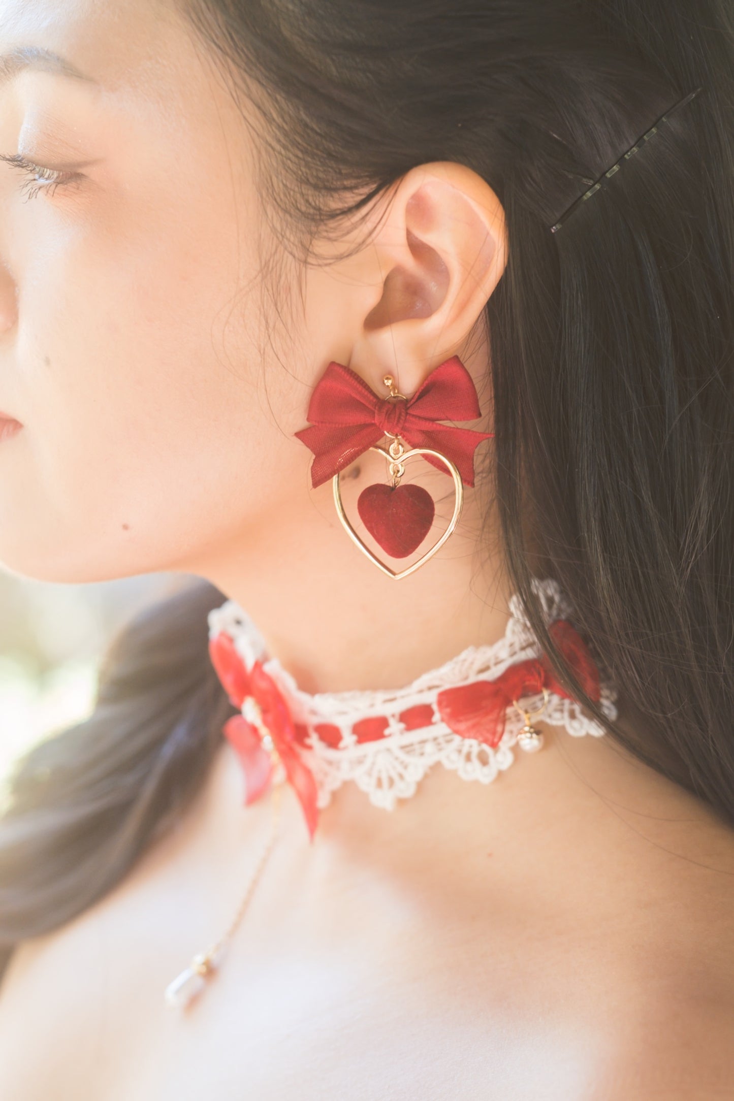 Heart Pom earrings