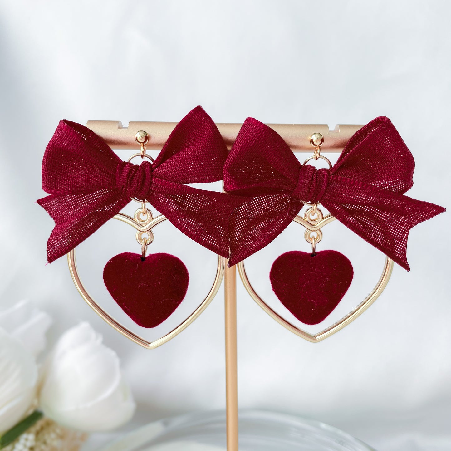 Heart Pom earrings
