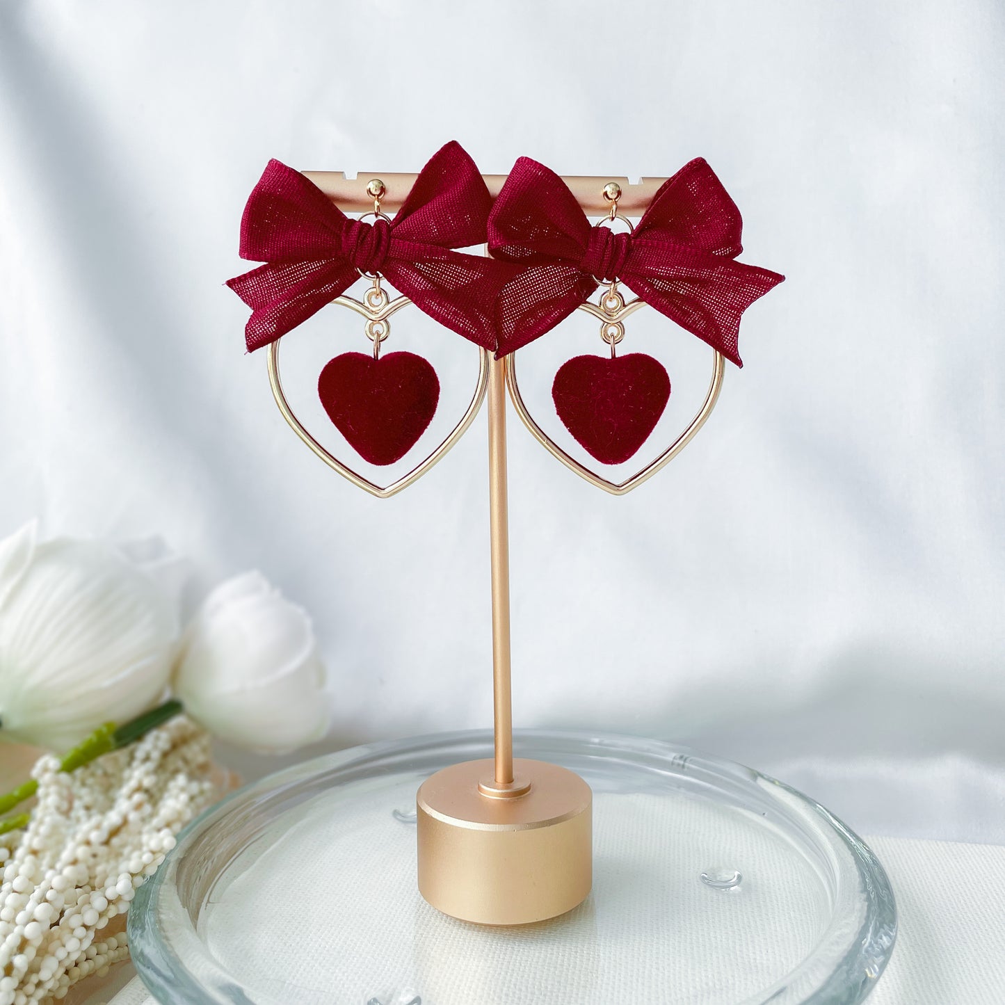 Heart Pom earrings