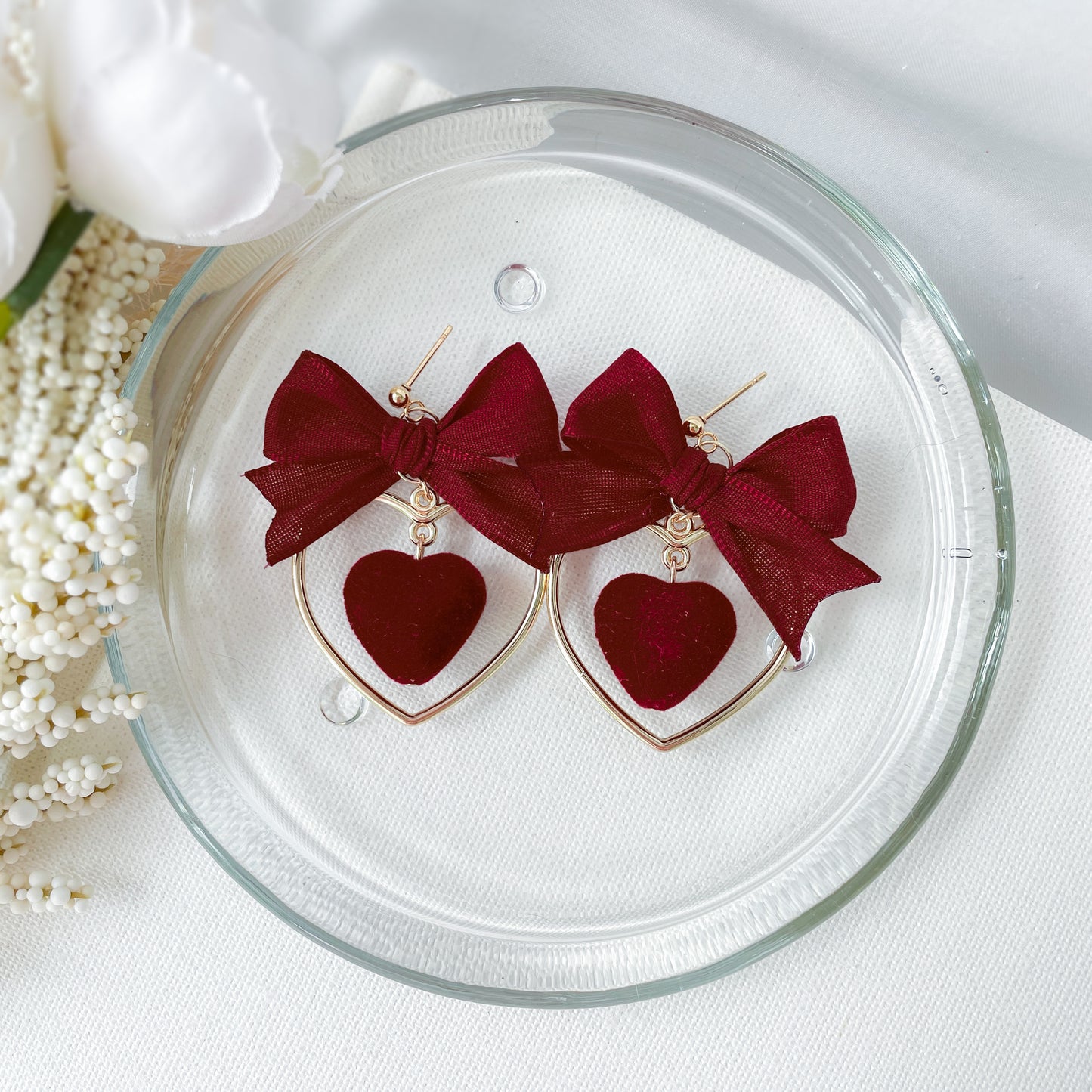 Heart Pom earrings