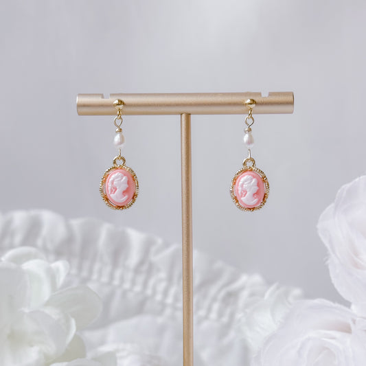 Peach Cameo earrings