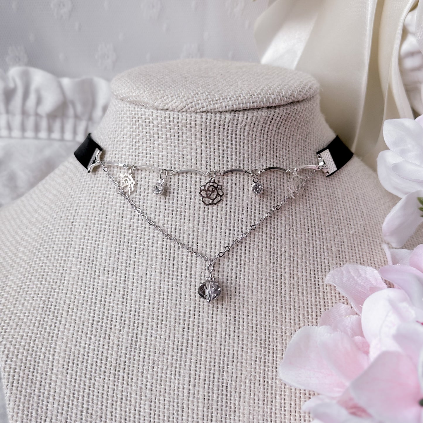 Silver Rose choker