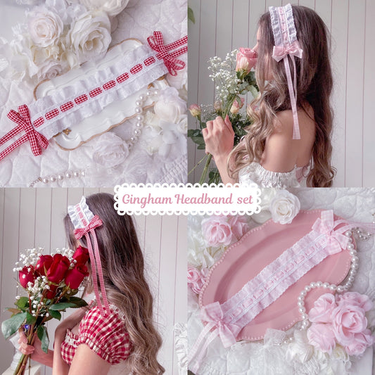 Gingham headband set