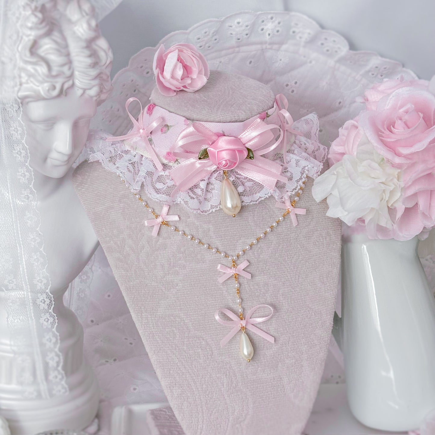 Pink Petale Necklace set