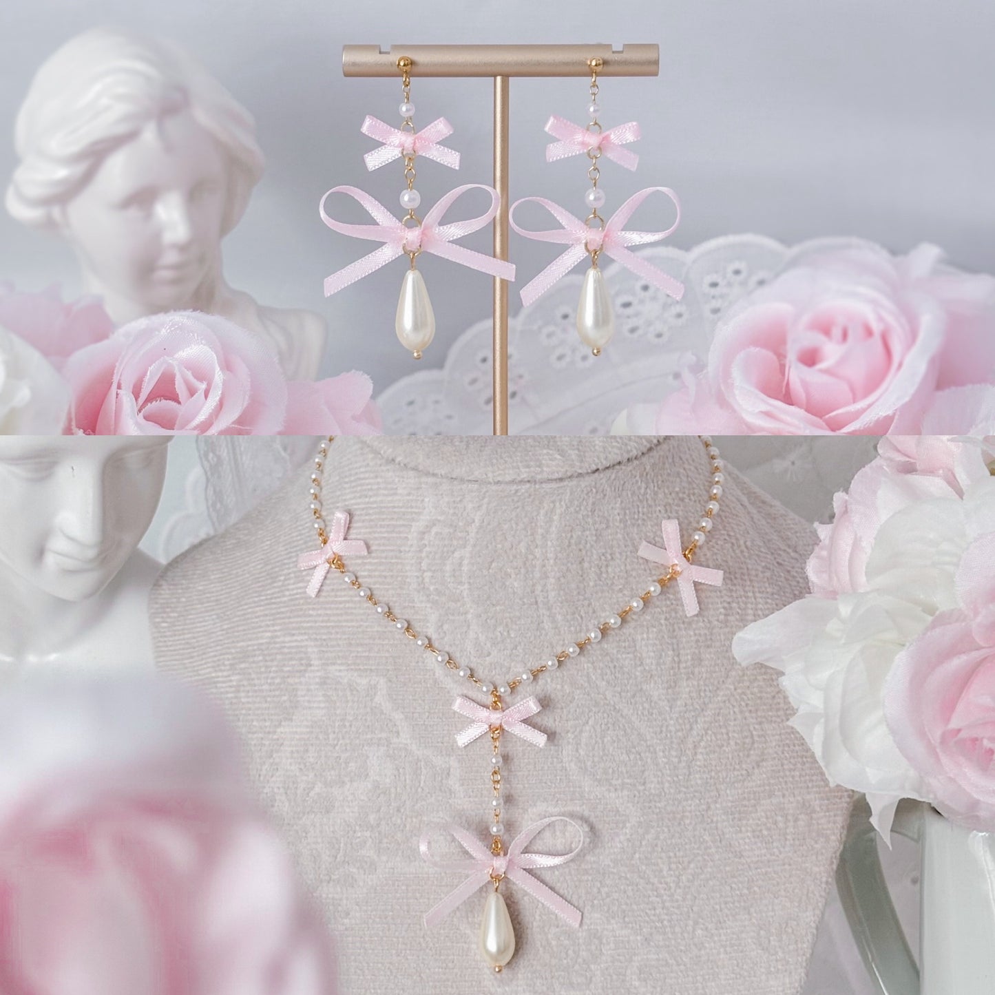 Pink Petale Necklace set