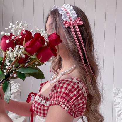 Red Gingham headband