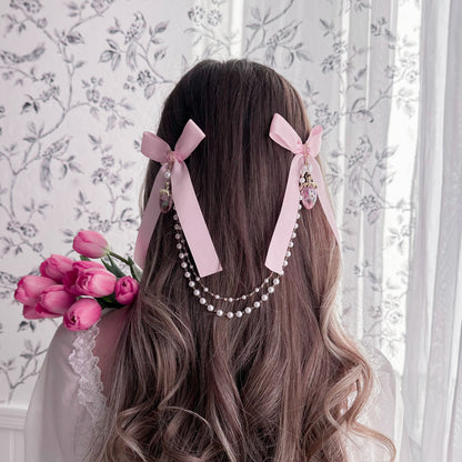 Pink Strawberry Princess bow set