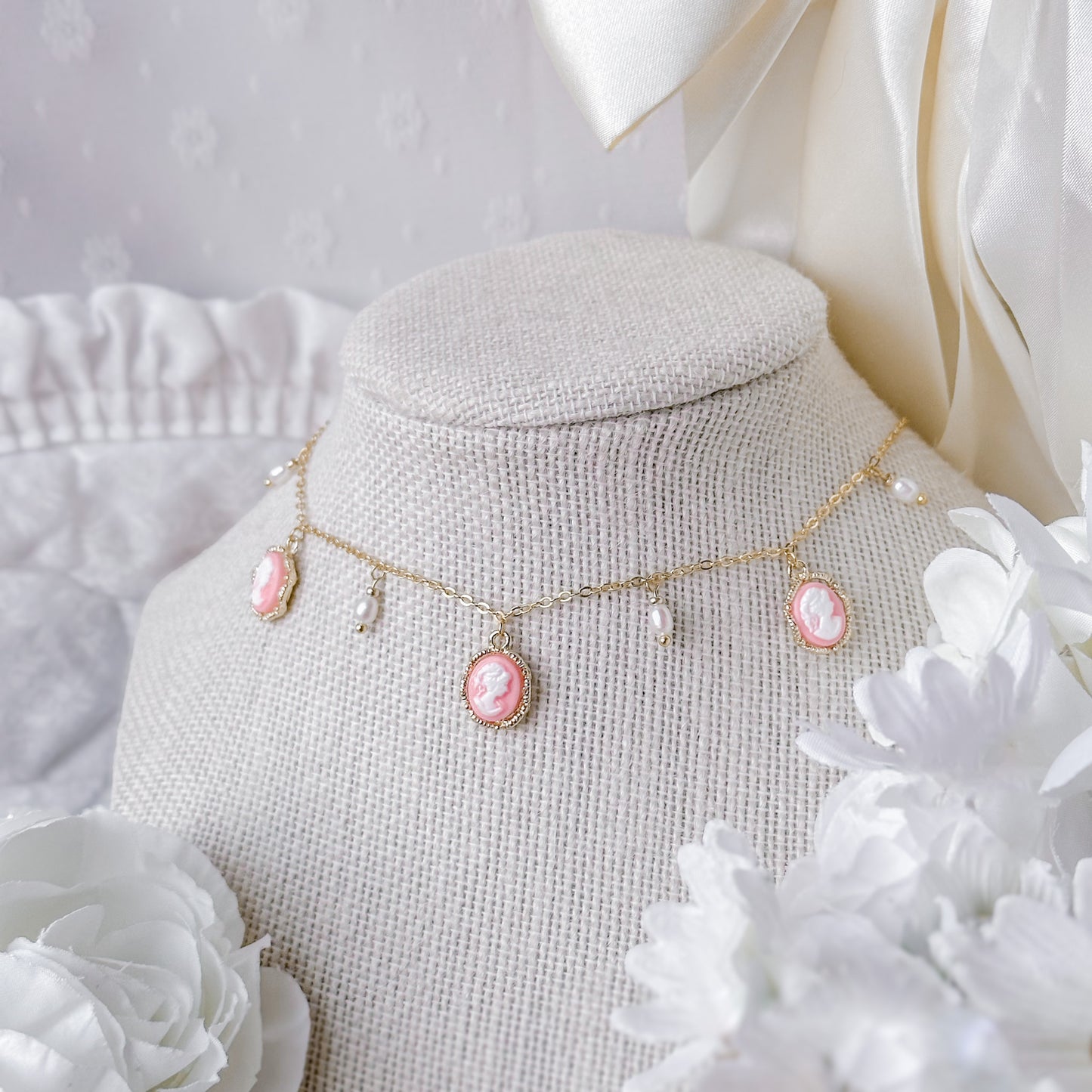 Peach Cameo necklace