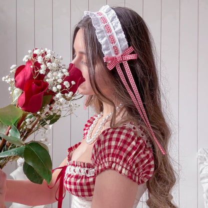 Red Gingham headband