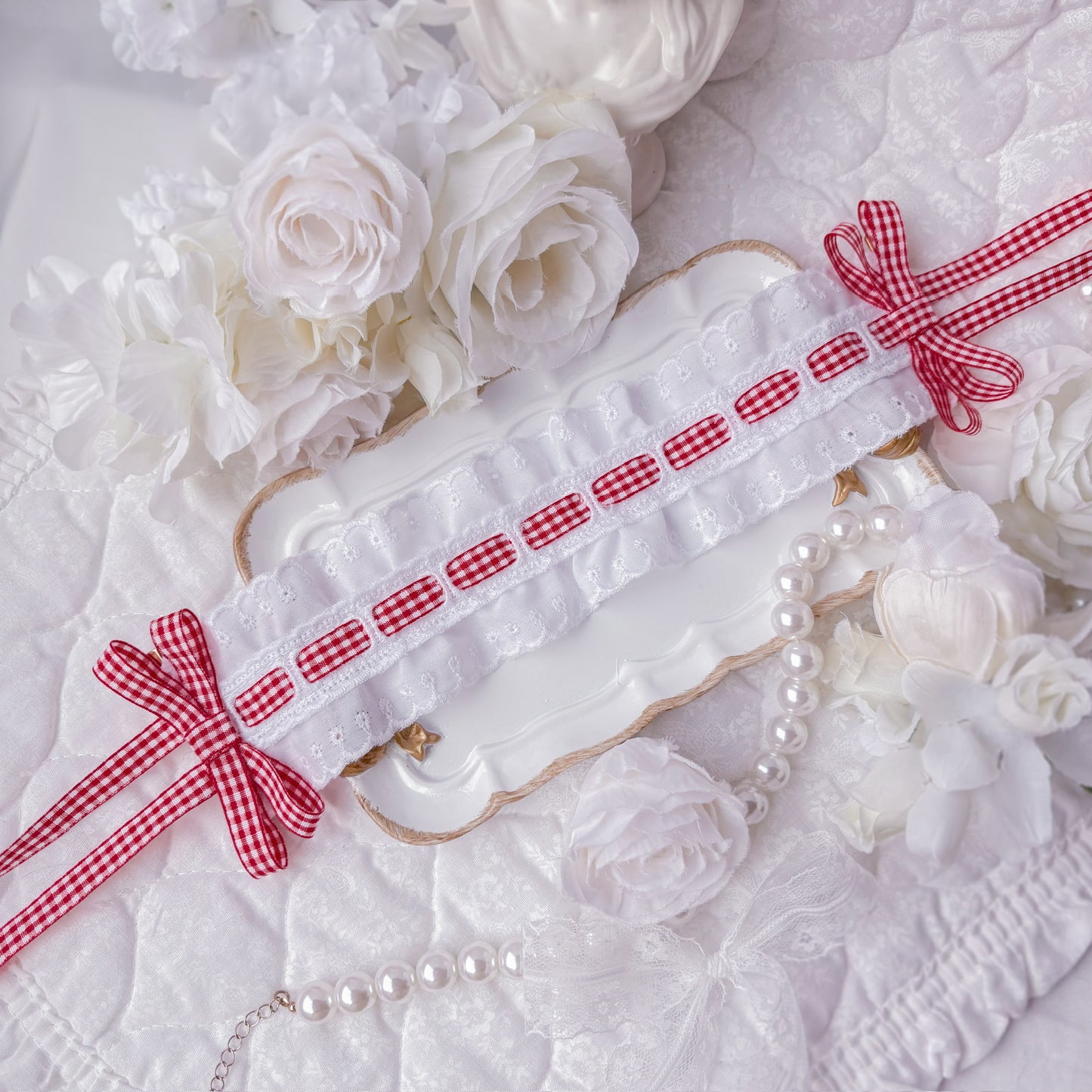 Red Gingham headband