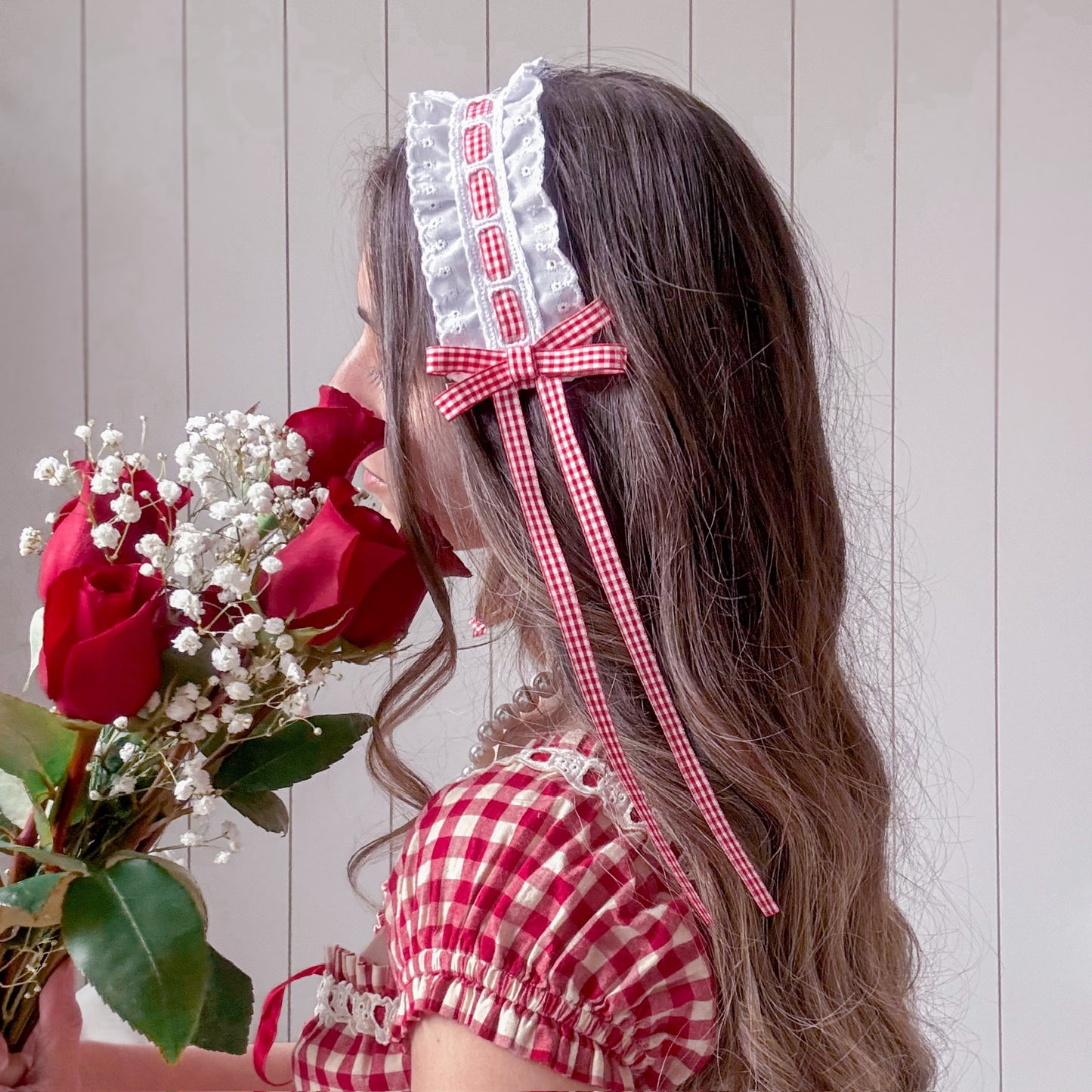 Red Gingham headband