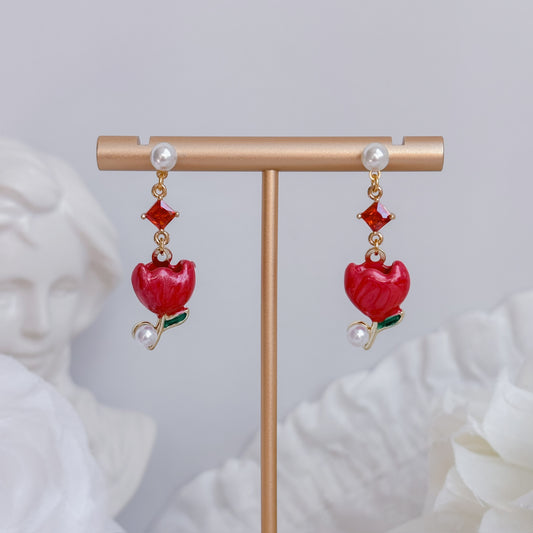 Red Tulip earrings