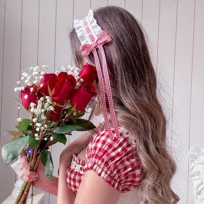 Red Gingham headband