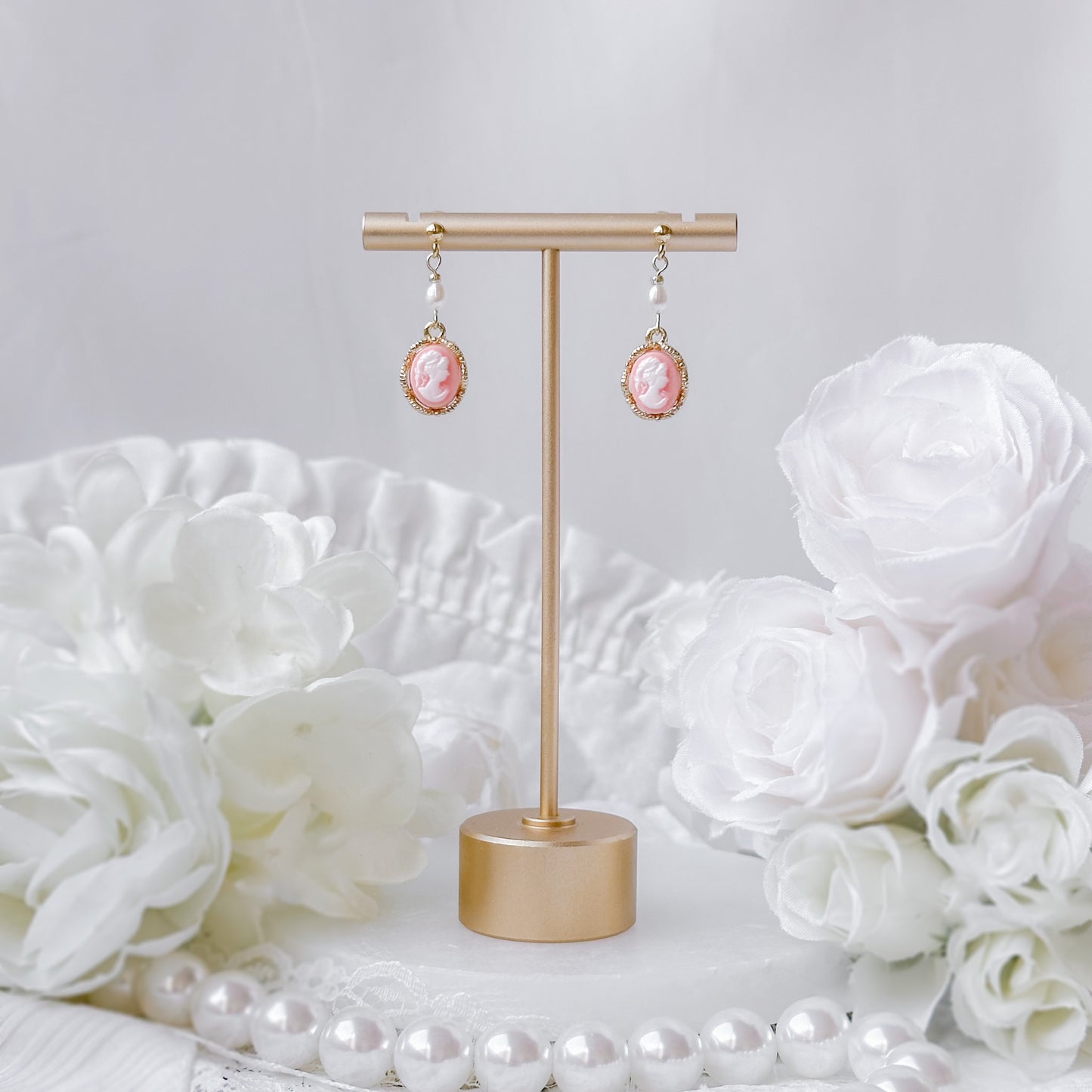 Peach Cameo earrings