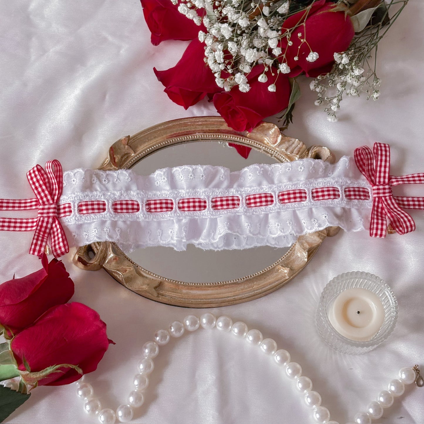 Red Gingham headband