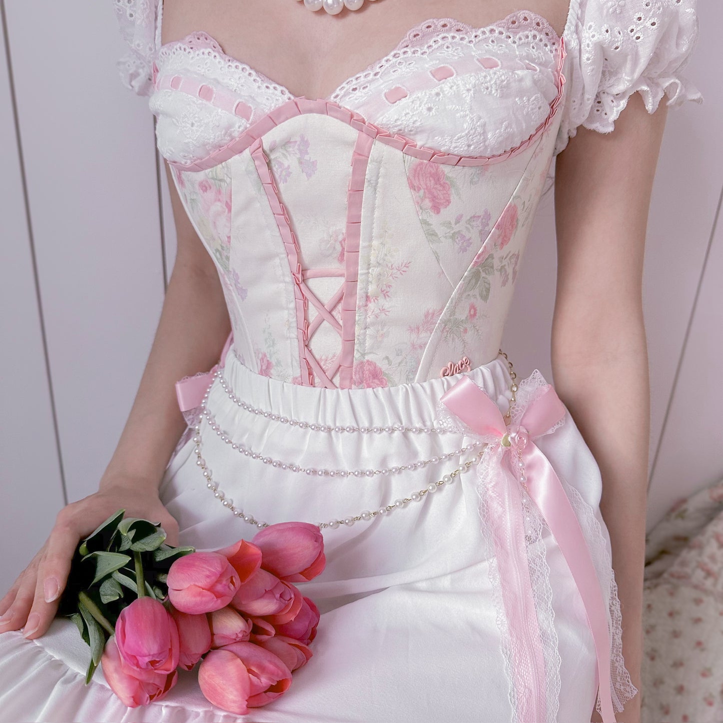 Powder Pink waist bow