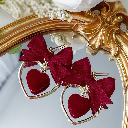 Heart Pom earrings